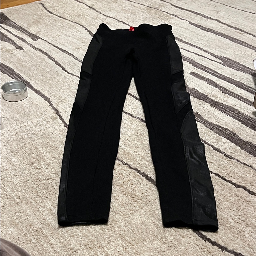 Spanx Leggings with Faux Leather Panels